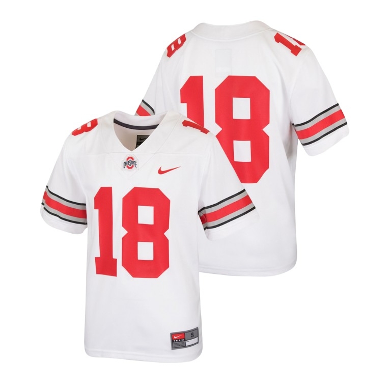 Ohio State Buckeyes Youth NCAA #18 White Nike Replica College Football Jersey PPO8749JJ